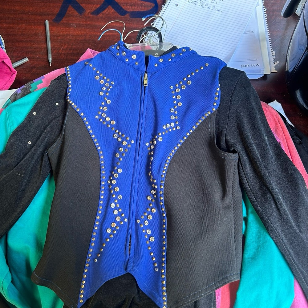 Blue and Black Studded Women's Jacket
